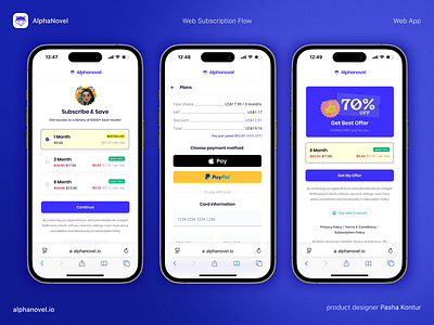 AlphaNovel - Web App alpha novel design funnel konturpasha paywall special offer subscription ui web app
