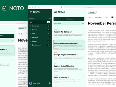 NOTO - Notes Web Application UI create notes notes app signin ui ui design web application