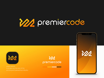 Premier Code exclusive coding logo clean code coding crown digital elegant empowering exclusive expensive gold luxury minimalist modern orange professional programming rich software startup unique