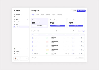 Pricing Plan Dashboard UI dashboard pricing plan ui uiux