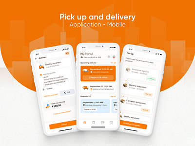 Pick up and delivery Application - Mobile app design icon illustration minimal ui vector