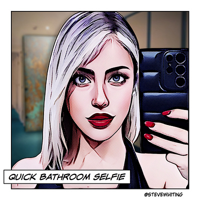 Quick Bathroom Selfie bathroom comic comic art halftoon selfie