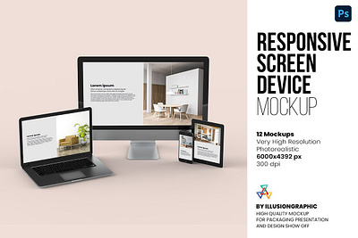 Responsive Screen Device Mockups desktop device devices display electronic gadget isolated isolation laptop mobile mock mockup monitor pc phone realistic responsive responsive screen device mockups screen