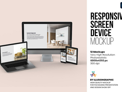 Responsive Screen Device Mockups desktop device devices display electronic gadget isolated isolation laptop mobile mock mockup monitor pc phone realistic responsive responsive screen device mockups screen