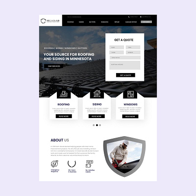 Roofing Contractor website design Services branding construction contractor landing page roofing ui webdesign website design wordpress
