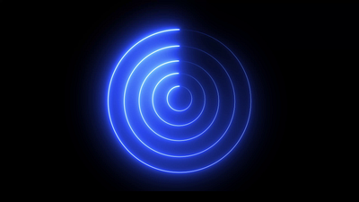 Blue Circle Neon Video Animation on Black Background glow