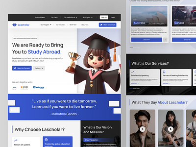 Lascholar - Study Abroad Scholarship & IELTS Test Website education figma scholarship ui uidesign web website