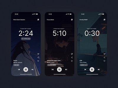 Daily UI 009// music player 009 anime app design dailyui dark mode focus app ui ui design