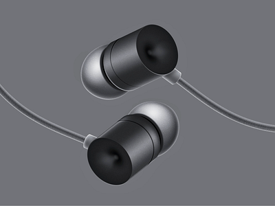 3D Headphones Illustration 3d audio cable details figma headphones in ear light listen mockup modern music neumorphism plug product realistic render showcase skeuomorphism textures