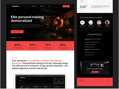Elite Personal Training Made Accessible with Dawnage 💪 ai automation branding dark theme design dribbble fitness modern design personal training responsive ui website