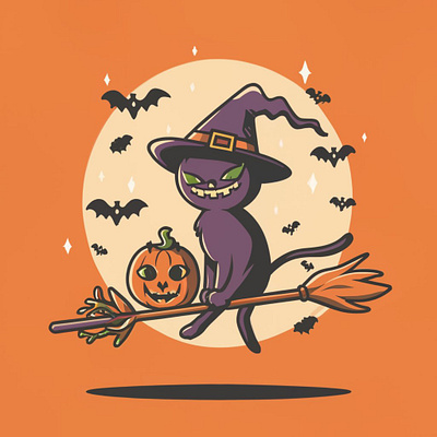 Halloween scary witch graphic design illustrations logo