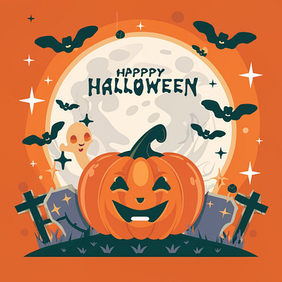 Halloween pumpkin smile graphic design illustrations logo