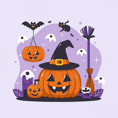 Halloween pumpkin graphic design illustrations logo