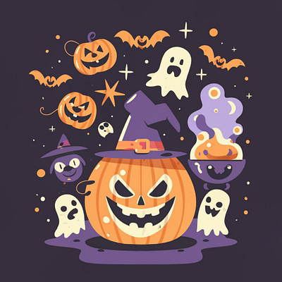 Halloween template graphic design illustrations logo