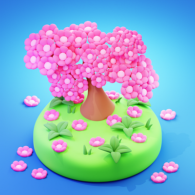 Cherry Blossom Tree 3d 3d art 3d artist 3d design 3d designer 3d illustration 3d model 3d modeling 3d modelling artwork blender 3d blender cycles blender eevee cartoon design digital art graphic design illustration japan stylized