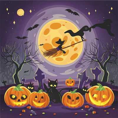 Scary Halloween night graphic design illustrations logo