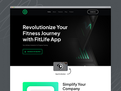 Fitness App Landing Page Design for Divi app landing page design divi fitness fitness app health health tracker landing page landingpage design ui ux web design website