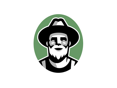 Farmer Portrait Logo for Sale badge classic farmer hat logo old person portrait