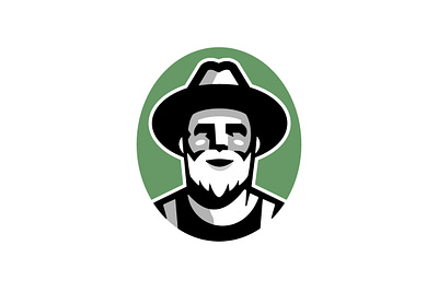 Farmer Portrait Logo for Sale badge classic farmer hat logo old person portrait