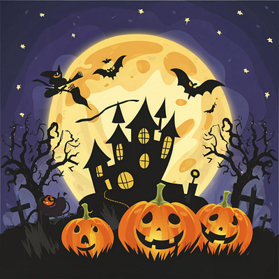 Halloween hunted house graphic design illustrations logo