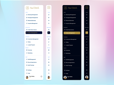 Hotel Dashboard Side Bar UI branding dashboard hotel dashboard restaurant side nav side navigation sidebar ui