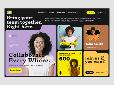 Team Collaborate Landing Page! 3d animation branding collaborate graphic design logo motion graphics robiulalam6 teams teams interface teams landing page teams website ui