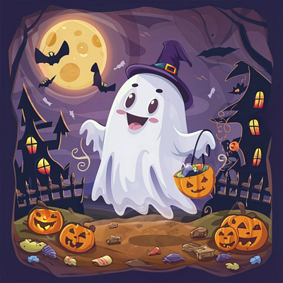 Halloween ghost graphic design illustrations logo