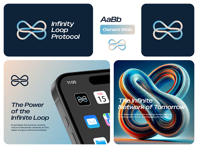 Infinity Loop Protocol Brand Identity blockchain brand brand mark branding crypto identity infinity logo icon logo inspirations logo mark minimal modern network shape simple symbol visual identity