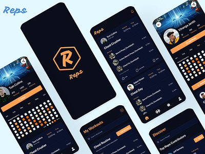 Reps - Fitness Community & Workout Planner App UI exercise fitness app fitness community inspiration mobile design reps routine ui workout workout log workout planner