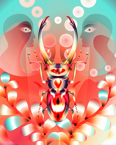 The Trippy Beetle animation background beetle behance branding clean creativedesign dribbble gradient graphic design hallucinogens illustration illustrator mandala minimal pattern psychedelic symmetry trippy vector art