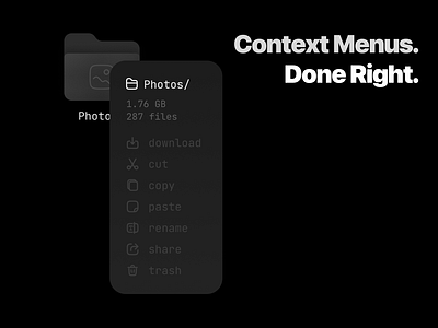 Context Menus. Done Right. context context menu dark dropdown folder graphic design icons menu ui