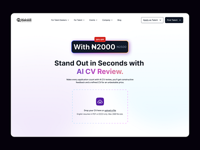 AI CV Review Landing page