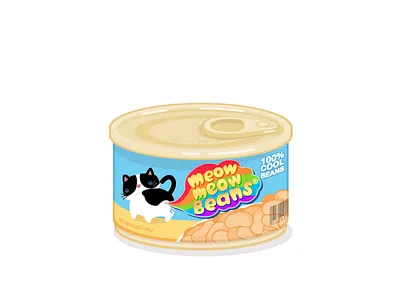 meow meow beans 2d animation beans can cat fart illustration loop vector