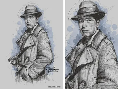 Humphrey Bogart - Scribble art abstract actor fanart film illustration inspirational legendary line line art movie portrait portrait illustration scribble scribble art