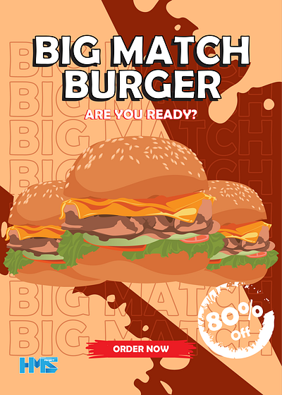 Poster A4 - Burger BIG MATCH branding design graphic design illustration typography vector