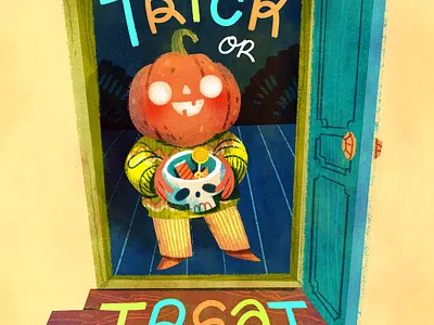 Trick Or Treat halloween art halloween candy halloween illustration halloween pumpkin happy halloween illustration jack o lantern pumpkin skeleton skull spooky trick or treat trick or treating trickor treat