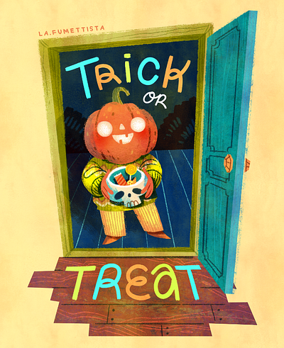 Trick Or Treat halloween art halloween candy halloween illustration halloween pumpkin happy halloween illustration jack o lantern pumpkin skeleton skull spooky trick or treat trick or treating trickor treat