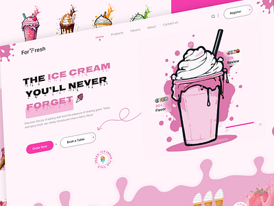 Delicious Ice❄Cream Website Design deliciouscreamwebsite figmadesign icecoolweb icecreamfigmadesign icecreamweb illustration inspiration rejoanrejuuix uiuxdesign yummyicecreamlandingpage