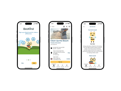 BeeKind Volunteering Social App animation ui