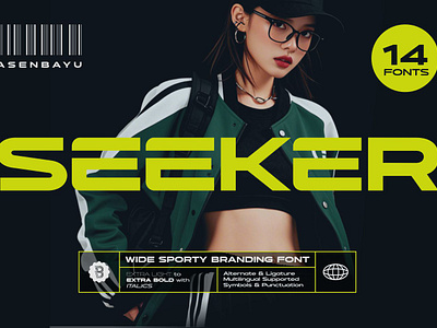 Seeker - Wide Branding Font Family alternate branding contemporary design display elegant font future futuristic illustration logo luxury modern sports sporty typeface typography ui urban wide