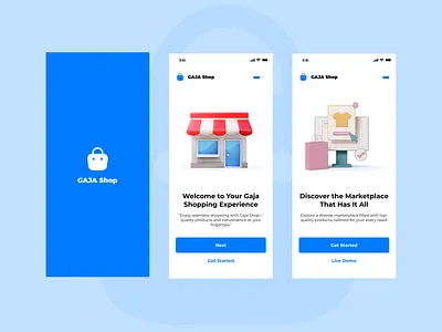 Gaja Shop - E-commerce Shopping App app design application design e commerce e commerce design e commerce app design figma design onboarding app design onboarding design ui design ui ux design ux design ux ui design