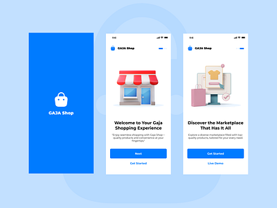 Gaja Shop - E-commerce Shopping App app design application design e commerce e commerce design e commerce app design figma design onboarding app design onboarding design ui design ui ux design ux design ux ui design