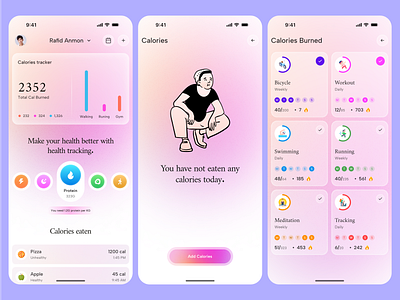 Health tracker app ui design ui user interface design ux ux design