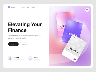 Finance Landing Page banking card design finance glass hero landing page salung simple spark pixel ui ui design ui ux website