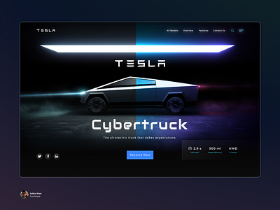 The Tesla Cybertruck Landing page Design branding cybertruck figma futuristic graphic design illustration landing page tesla ui uiuxdesign ux