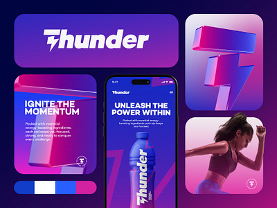 Thunder branding project concept best logo brand identity branding design energy graphic design icon illustration landing page logo logo design minimal modern red bull text logo textlogo thunder typography ui ui design