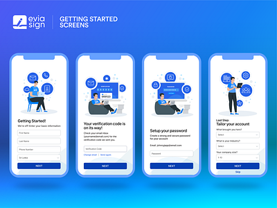 Evia Sign Getting Started app graphic design illustration logo mobile ui ux