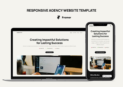 Creatify - Agency Landing Page agency agency website company profile design framer landing page template ui ux design ui ux designer uidesign website design website template