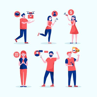 Online Activity Character Design activity branding business character design flat design graphic design illustration online people ui vector wallpaper