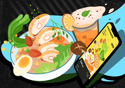 Healthy Food · UI + Illustration app app design branding design design portfolio design process drink eat flat flat design food app healthy food illustration mobile portfolio ui ui design ux ux design ux portfolio